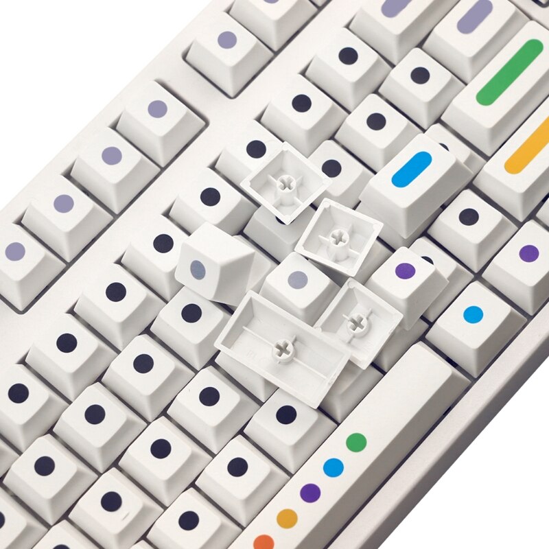 128 Keys White Color Dots Key Caps Cherry Profile PBT Key Caps for Mx Switch Mechanical Keyboard Dyeing Sublimation Cap