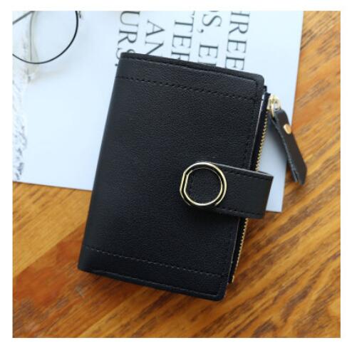Portefeuille court femme de boucle pu cuir carte de crédit sac petite femme multi-carte offre spéciale pochette portefeuille: Black