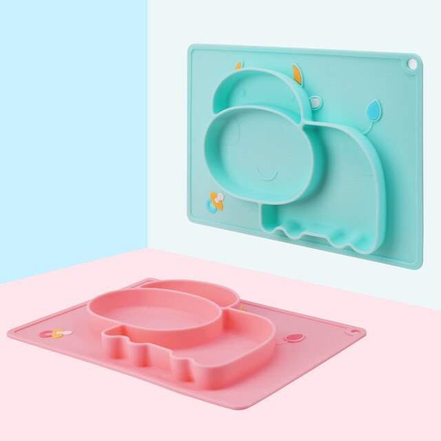 Imebaby silikone babyskål børneservice tallerken på sugeskålen barn måltid fodring baby tallerken