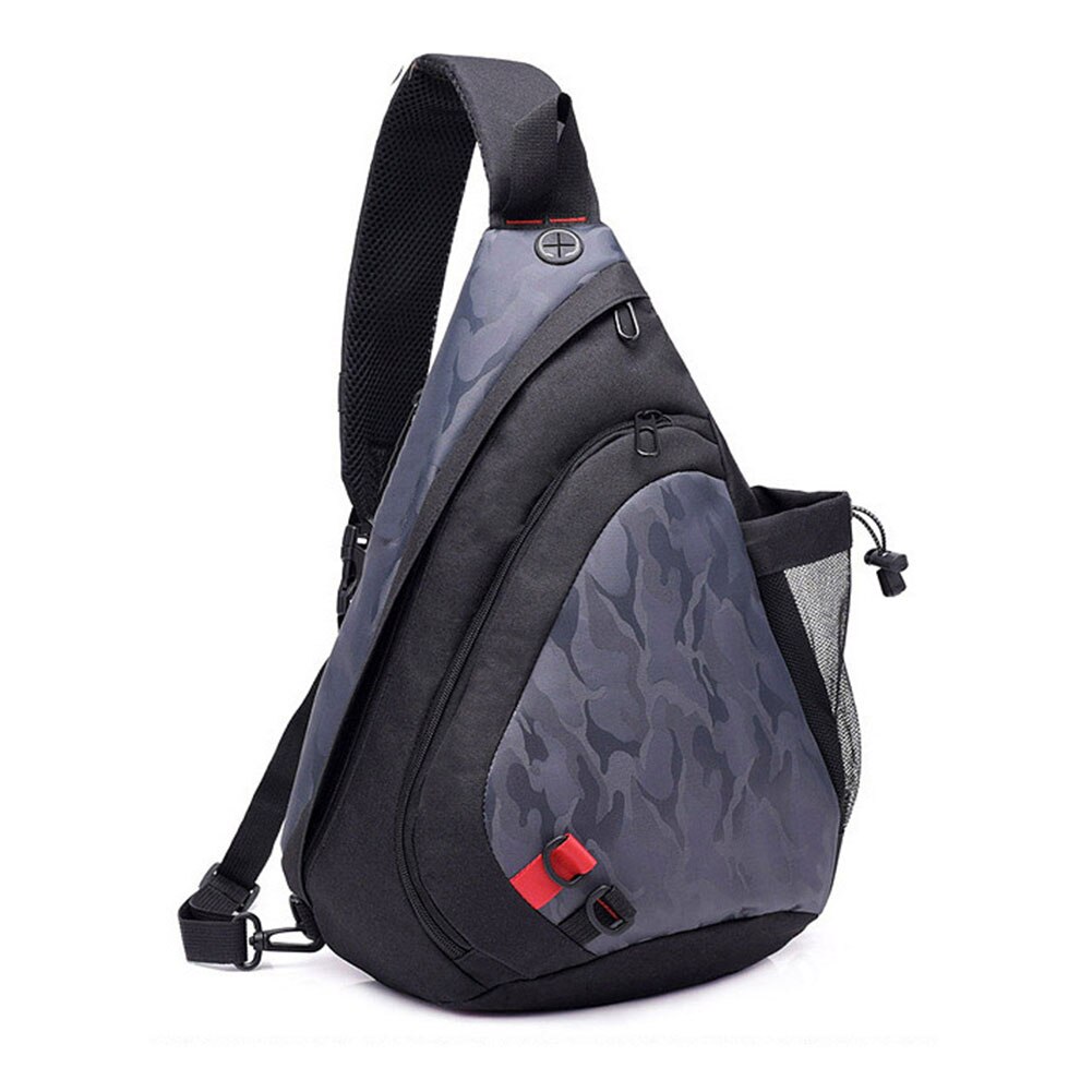 Männer Wasserdichte Rucksack Schulter Multi-funktionale Reise Kleine Sling Zipper Solide Kopfhörer Loch Brust Tasche Crossbody: Dark Gray