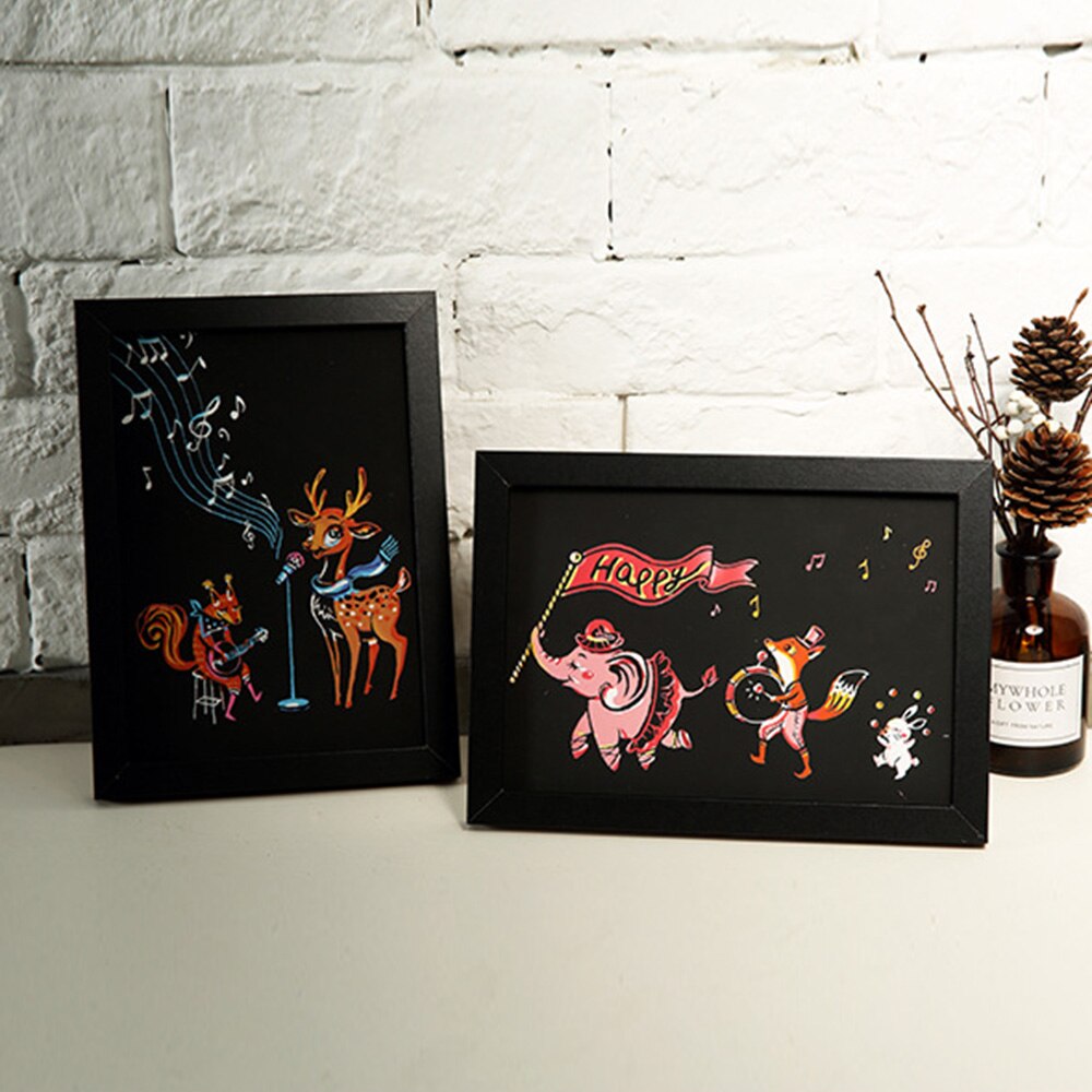 Paper 4Pcs Scratch Paintings Set Cartoon Postcard Drawings Education Patience Animals/Items/Houses 20*14cm