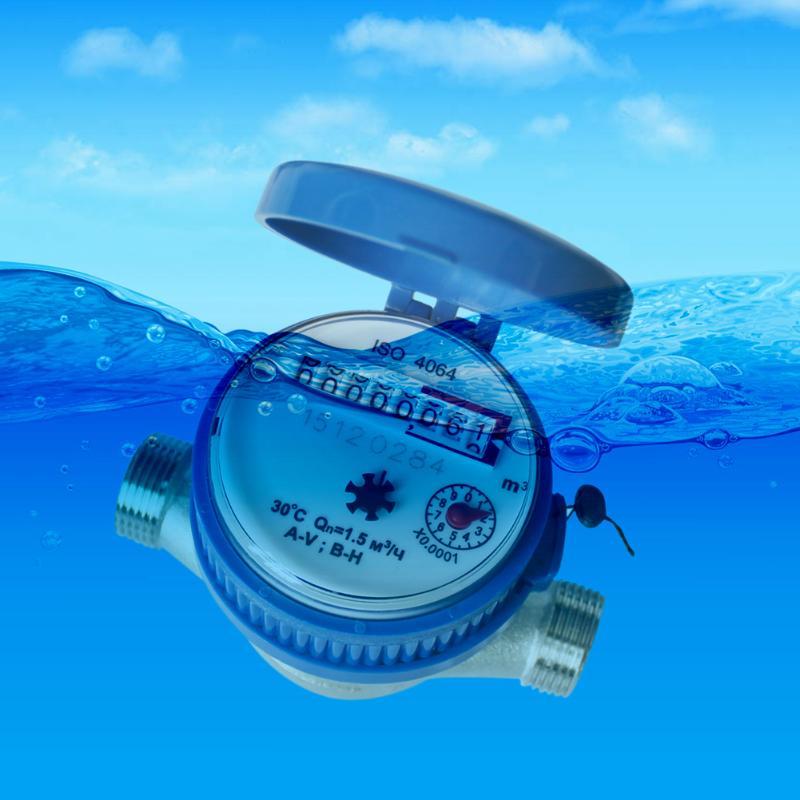 15mm Cold Water Meter for Garden Home Using with Free Fittings 360 Adjustable Rotary Counter Water Measuring Meter 0.0001