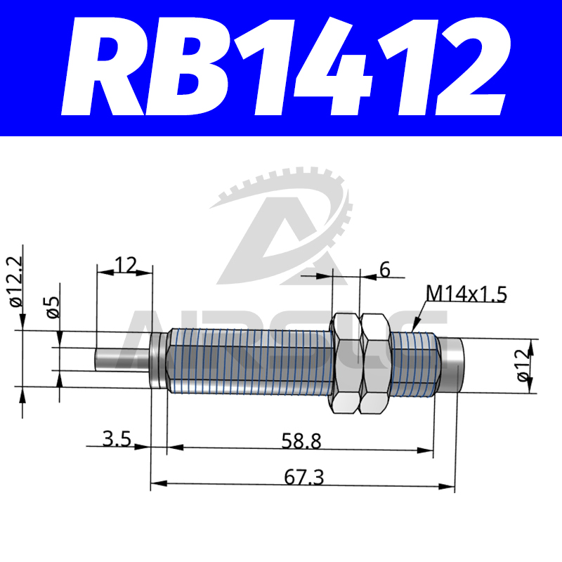 Pneumatisk hydraulisk støtdemper justerbar hydraulisk buffer rb serie  rb0805 rb1007 med hette rbc 1007 rbc 2725: Rb1412