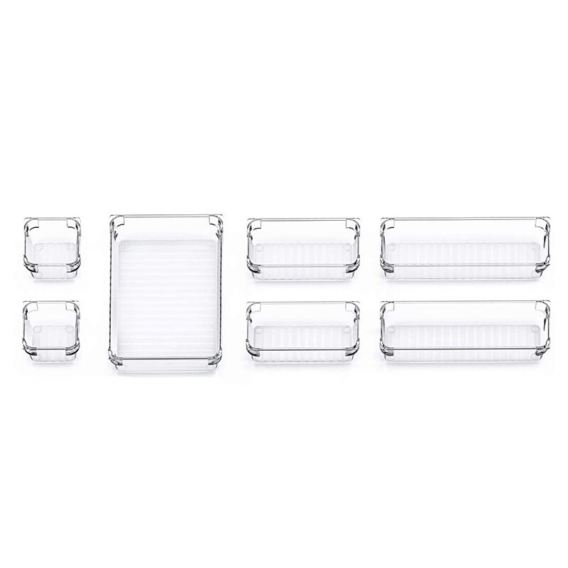 Set Van 21 Bureaulade Organisator Trays Met 4-Size Clear Plastic Opbergdozen Divider Make-Up Organisator voor Kantoor