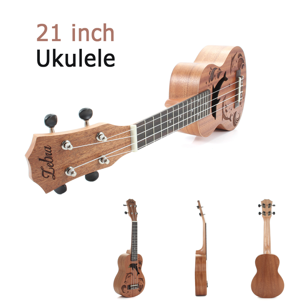 Zebra 21" Mini Sapele Dolphin Pattern Ukulele Rosewood Fingerboard 4 Strings Guitarra Guitar For Musical Instruments Beginner