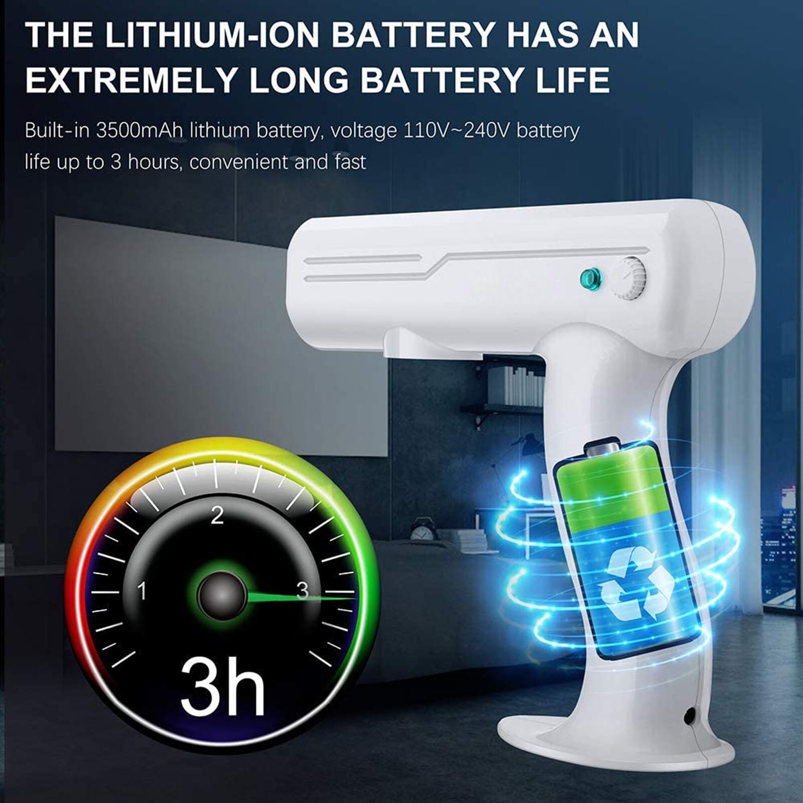 800ml 110v/220v Spray Bottle Blue Light Nano Household Portable Wireless Electric Sprayer Machine Nano Steam Spray Disinfection