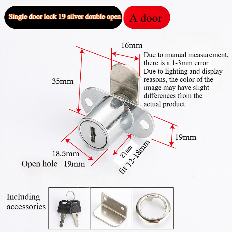 Serratura per porta dell'armadio doppia aperta Serratura per porta dei mobili con linguetta di svolta oposta a forma di 7: Colore del metallo