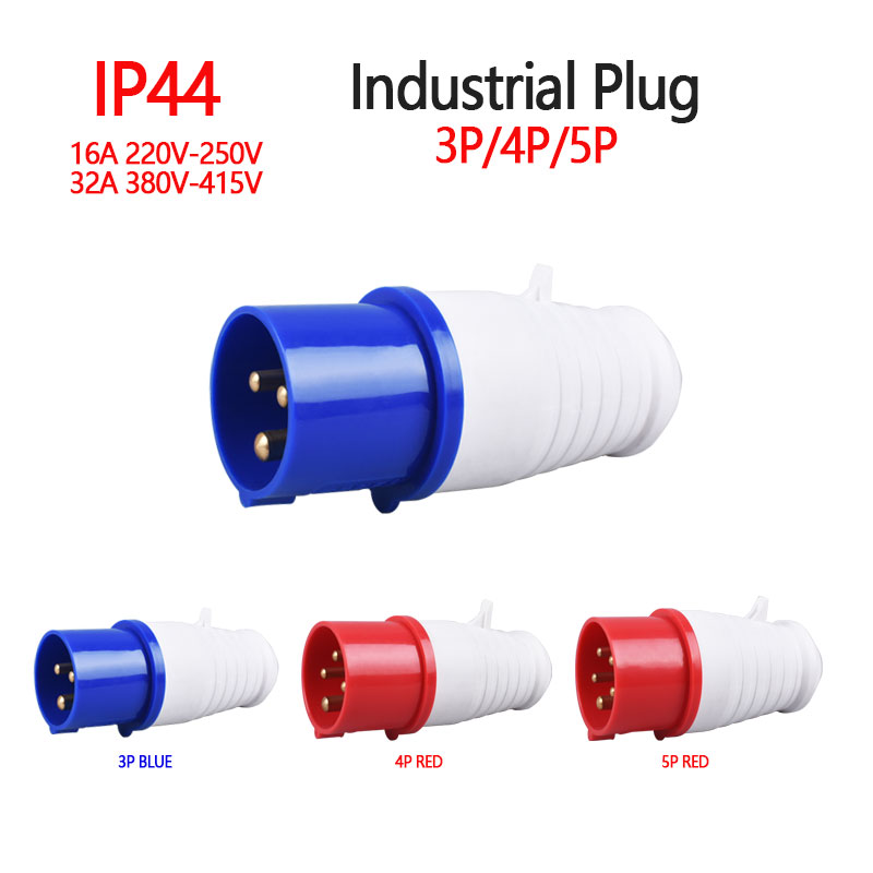 Industrial plug and socket waterproof connector 3PIN 4PIN 5PIN 16A/32A IP44 waterproof electrical connection wall mount socket: army green / 5-9Pcs / 4P
