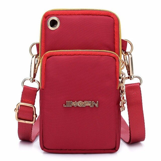 Yogodlns Waterproof Nylon Women Crossbody Phone Shoulder Bag Small Pouch Case Belt Casual Purse Wallet: Winered