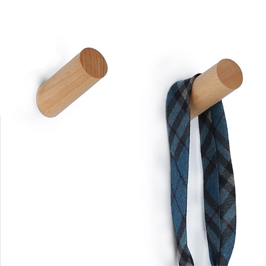 Natural Wood Clothes Hanger Wall Mounted Coat Hook Decorative Key Holder Hat Scarf Handbag Storage Hanger Bathroom Rack