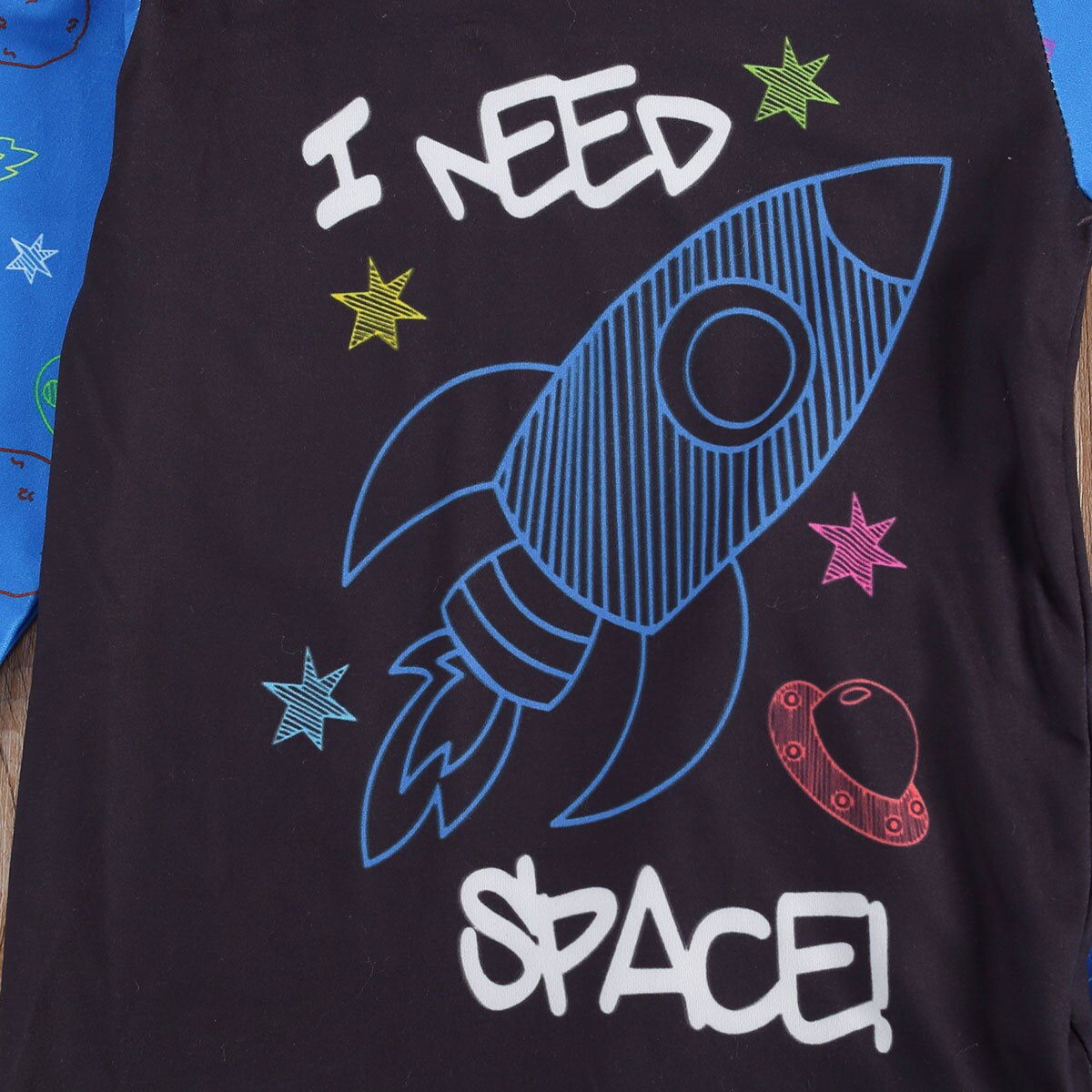 Børn barn baby dreng pyjamas sæt nattøj tøj efterår efterår langærmede t-shirt bukser rumskib hjemmetøj tøj 2 stk.