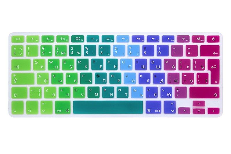 Cubierta de silicona para teclado, color negro, degradado ruso UE/RU, Protector de pegatinas para MacBook A1278 A1425 A1369 A1466 A1398 A1286