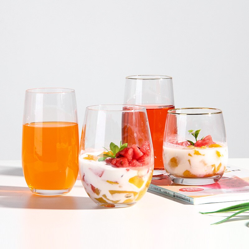 Glass glass tracing gold glass egg glass transparent lead-free glass home water cup one piece of hair.