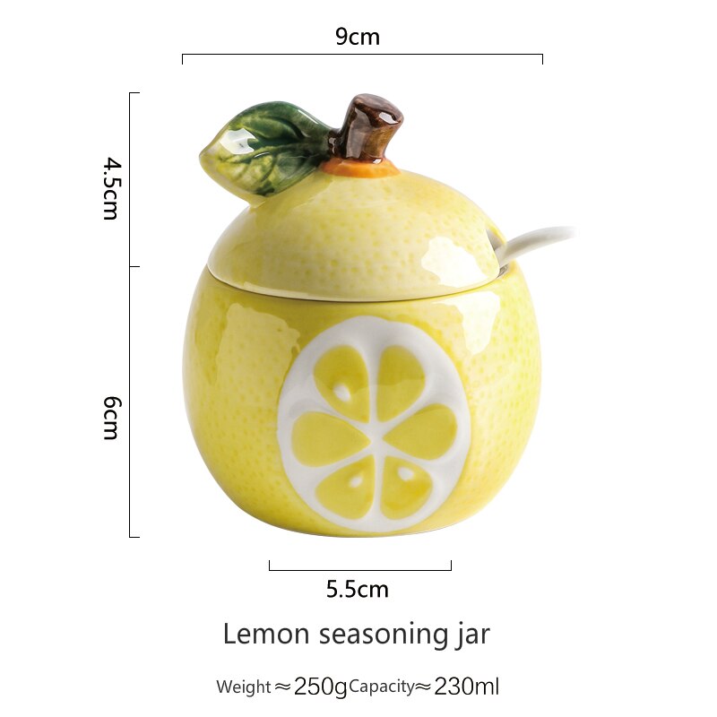 watermelon modeling storage tank ceramic seasoning jar fruit relief incense tank with lid salt tank Sugar Bowl: 06