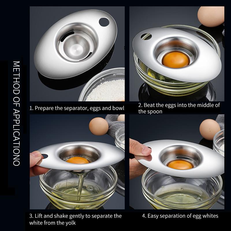 Separador de huevos de acero inoxidable, separador de yema clara de huevo, filtro para huevo, suministros de cocina, divisor práctico y económico