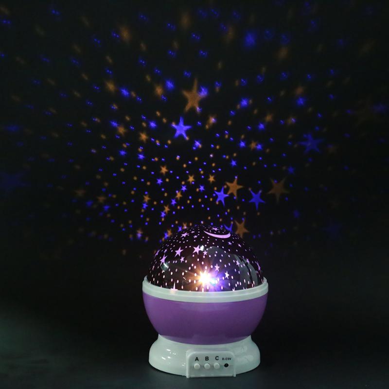 Roterende Projector Starry Night Lamp Sky Star Kinderen Kids Baby Slaap Romantische LED USB Projectie Lichten Xmas