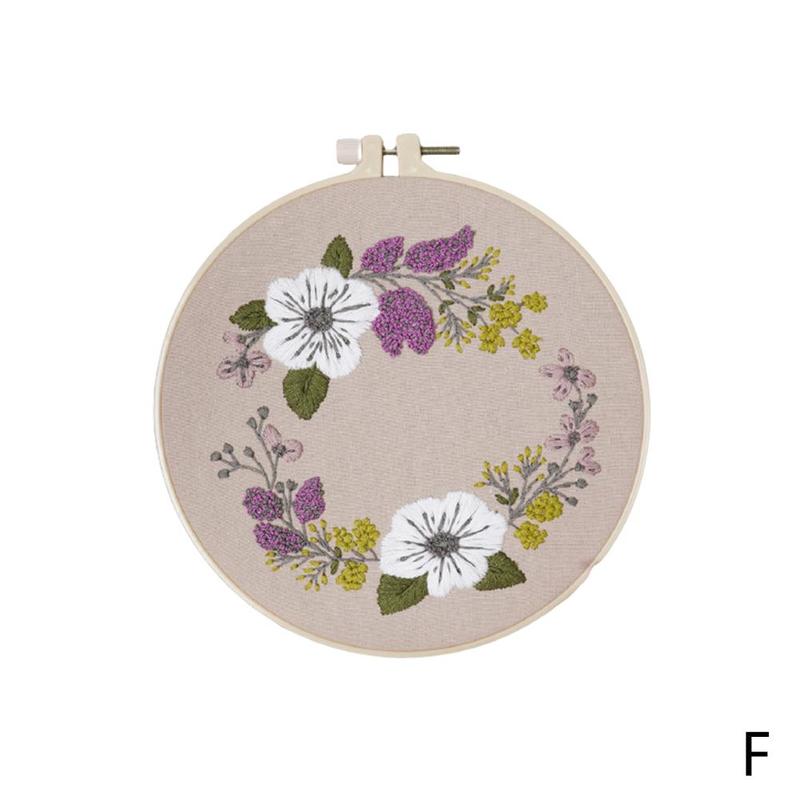 Stickerei Bausatz Band DIY Blumen Pflanzen aufbringen Kreuz Stich schlagen Nadel Bausatz Stickerei Bausatz Kreuz Stich Hand stickerei tasche: F