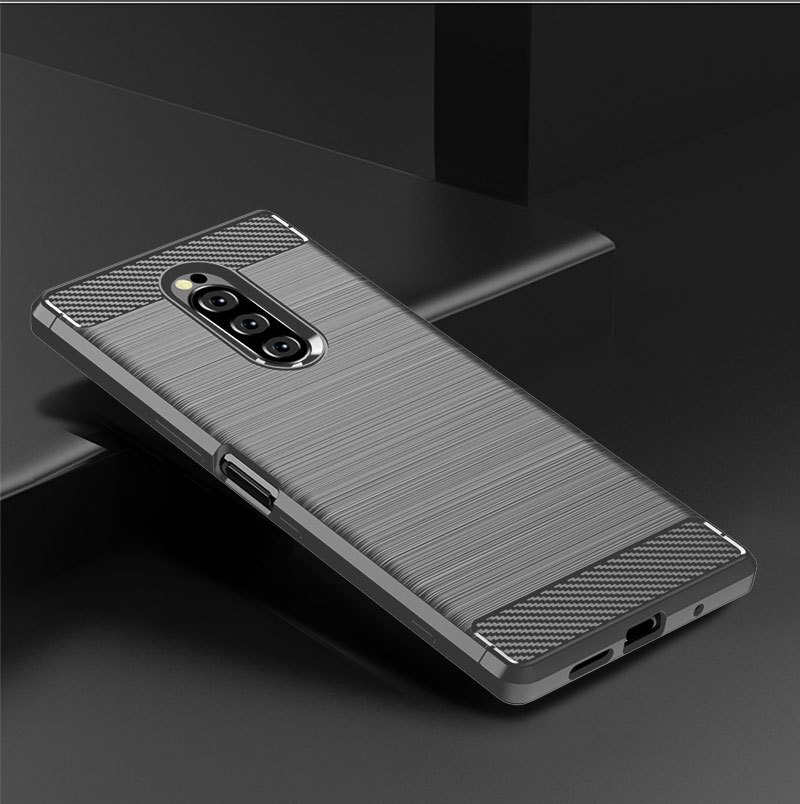 Für Sony Xperia 2 Fall Gebürstet Silikon Carbon Fiber Textur Zurück Abdeckung Für Sony Xperia 1 Xperia1 J8110 J8170 J9110 fall: For Sony Xperia 1 / Grau