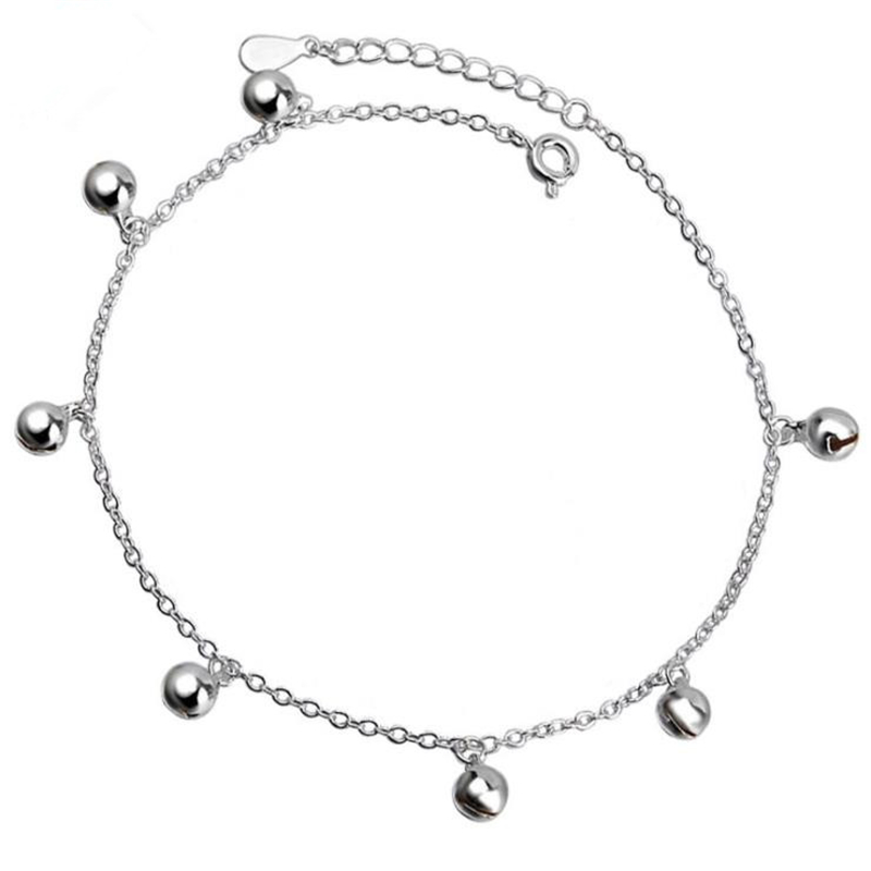 Kofsac kvindelig trendy dejlig klokkeform ankelkæde armbånd solid 925 sterling sølv kædeled ankelkæder smukke smykker