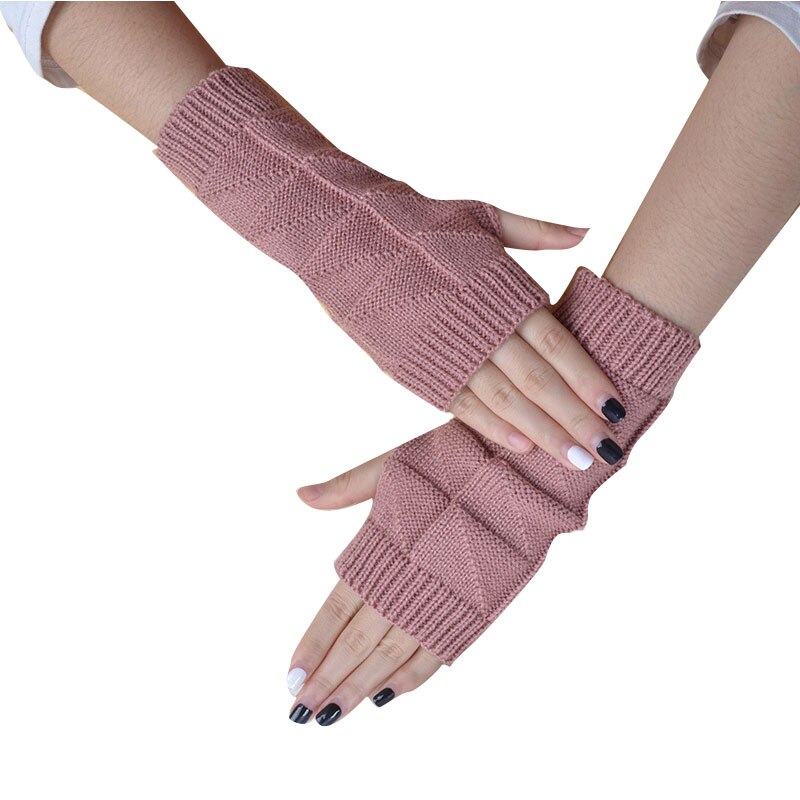 Autumn Winter Arm Cover Women Soft Crochet Knitted Arm Sleeve Solid Color Half Finger Gloves Outdoors Warm Mittens