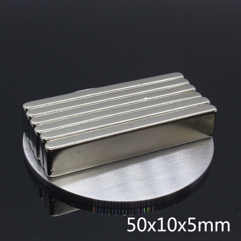 2 Stuks 50*10*5Mm Super Sterke Magnetische Magneten 50X10X5Mm cuboid Block Craft Krachtige Zeldzame Aarde Neodymium Magneet