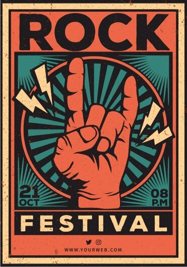 Rock Festival Retro Hout Poster 436758742