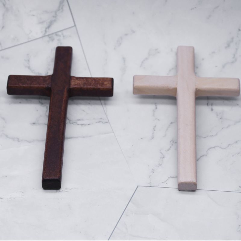 2 stuks handgemaakte houten kruisen kruisbeeld jezus christus ornamenten religieuze hanger