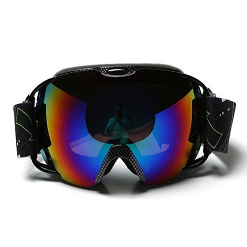 Óculos de esqui, óculos anti-neblina para homens e mulheres, lente dupla, antiparra, snowboard, ski, adulto: black carbon frame