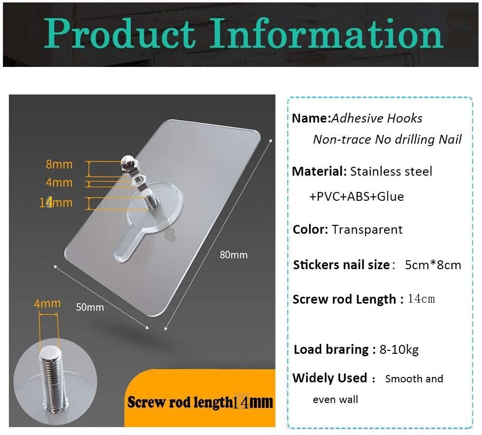 1/5/10/20pcs Shelf Adhesive Wall Screw Hooks Clear Closet Cabinet Shelf Pegs Wall Hangers Kitchen Bathroom Screw Holder(14cm)