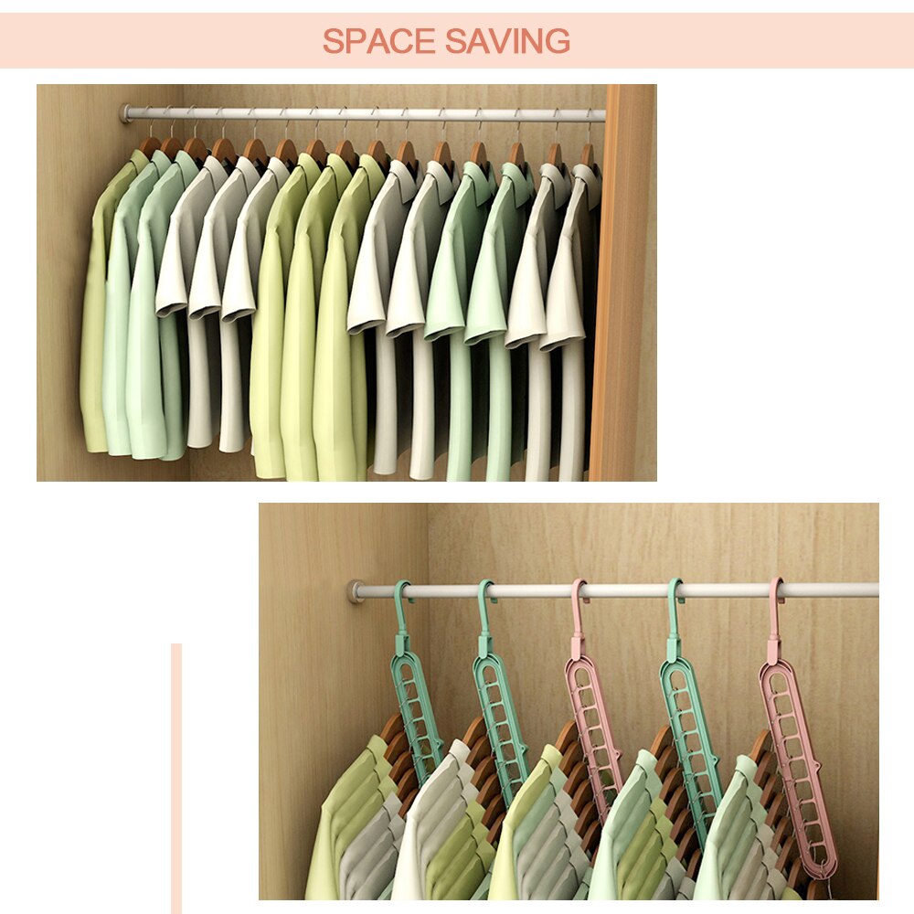 5PCS/Lot Clothes Hanger Multi-port Support Circle Clothes Drying Racks 9 Hole Rotating Multifunction Plastic Scarf Storage Rack