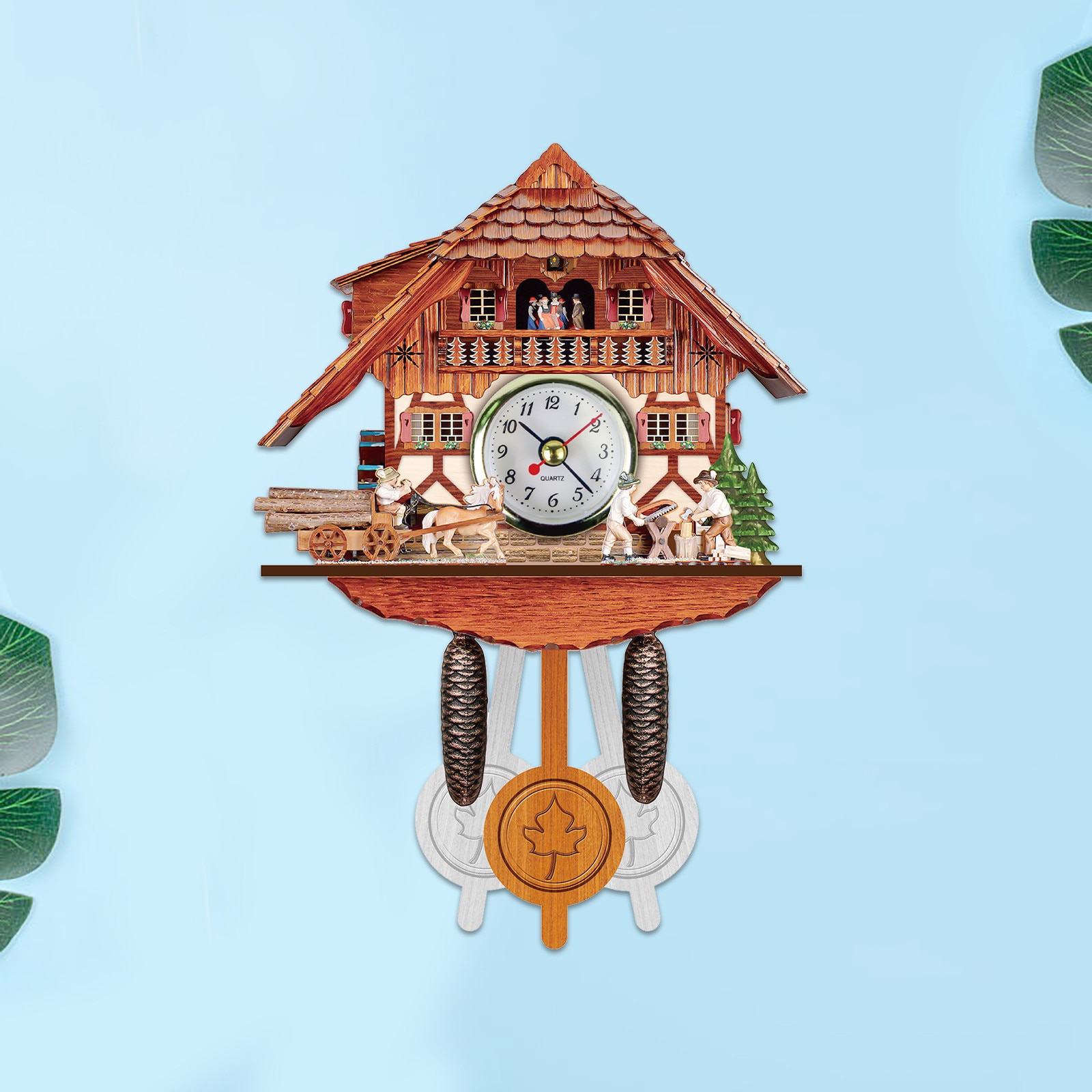 40# Antique Wooden Cuckoo Wall Clock Digital Bird Time Bell Swing Alarm Watch Wall Clock Home Art Decoration