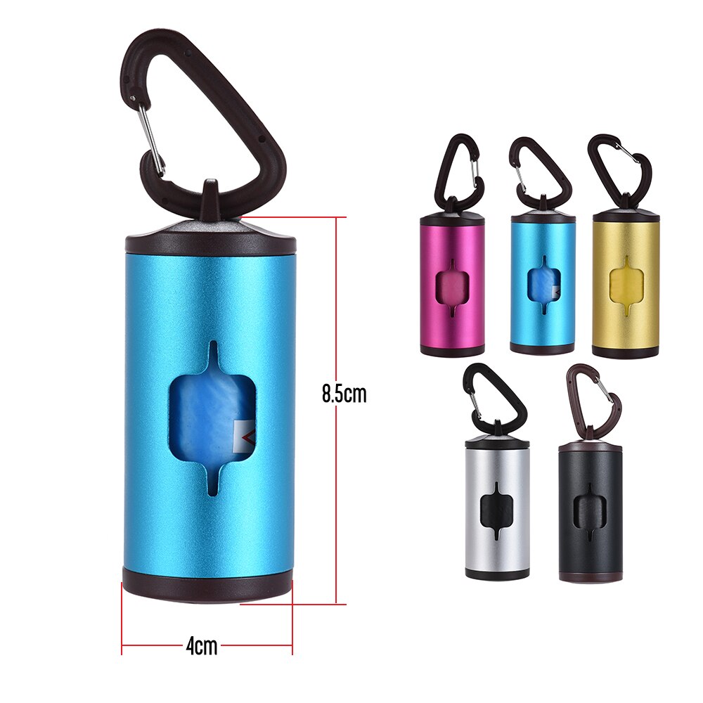 Dog Waste Dispenser Pet Poop Holder Dog Waste Dispenser Aluminum Tube Includes 15pcs Waste Bags Refillable Pet Outdoor Supplies