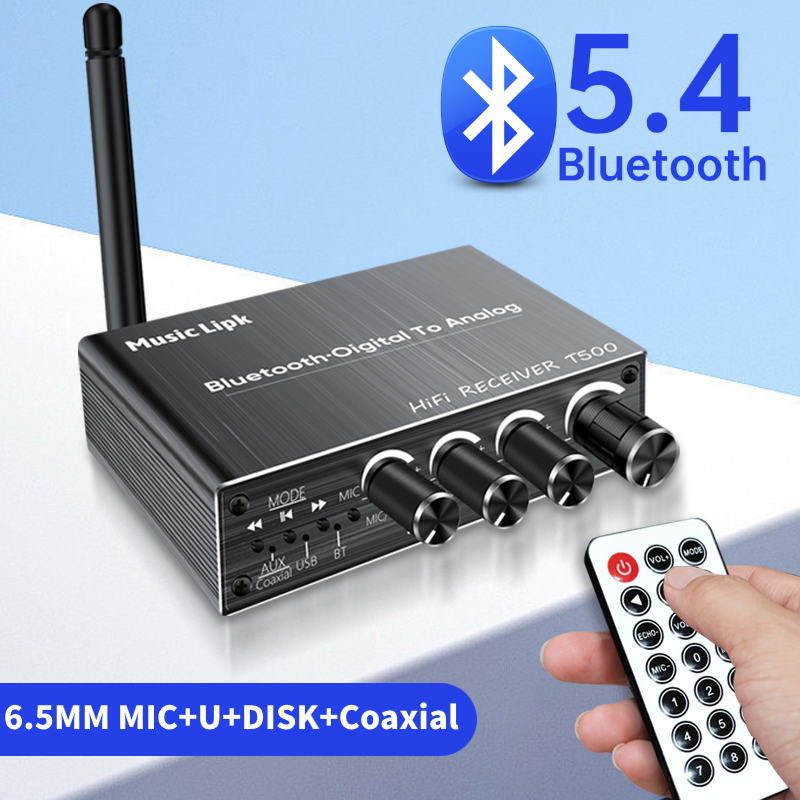 Receptor de Audio con Bluetooth 5,4, adaptador inalámbrico DSP, convertidor Coaxial DAC, USB, u-disk, Play 6,5, micrófono, Karaoke