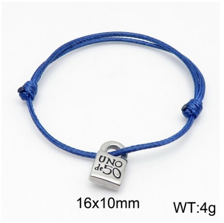 Women Men Silver Color Gold Stainless Steel key UNO de 50 Lock Black Red Brown Pink Rope Bracelet Jewelry: 8