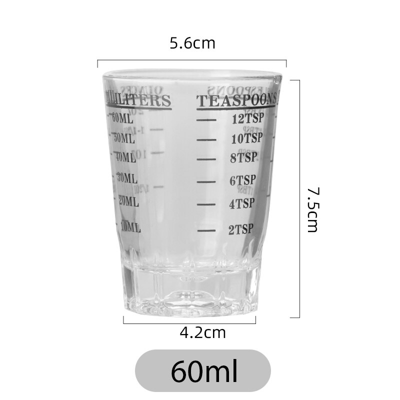 45/60 ml glas målebæger espresso shotglas flydende glas ounce kop med vægt køkkenmål værktøj forsyninger: Sort 60ml