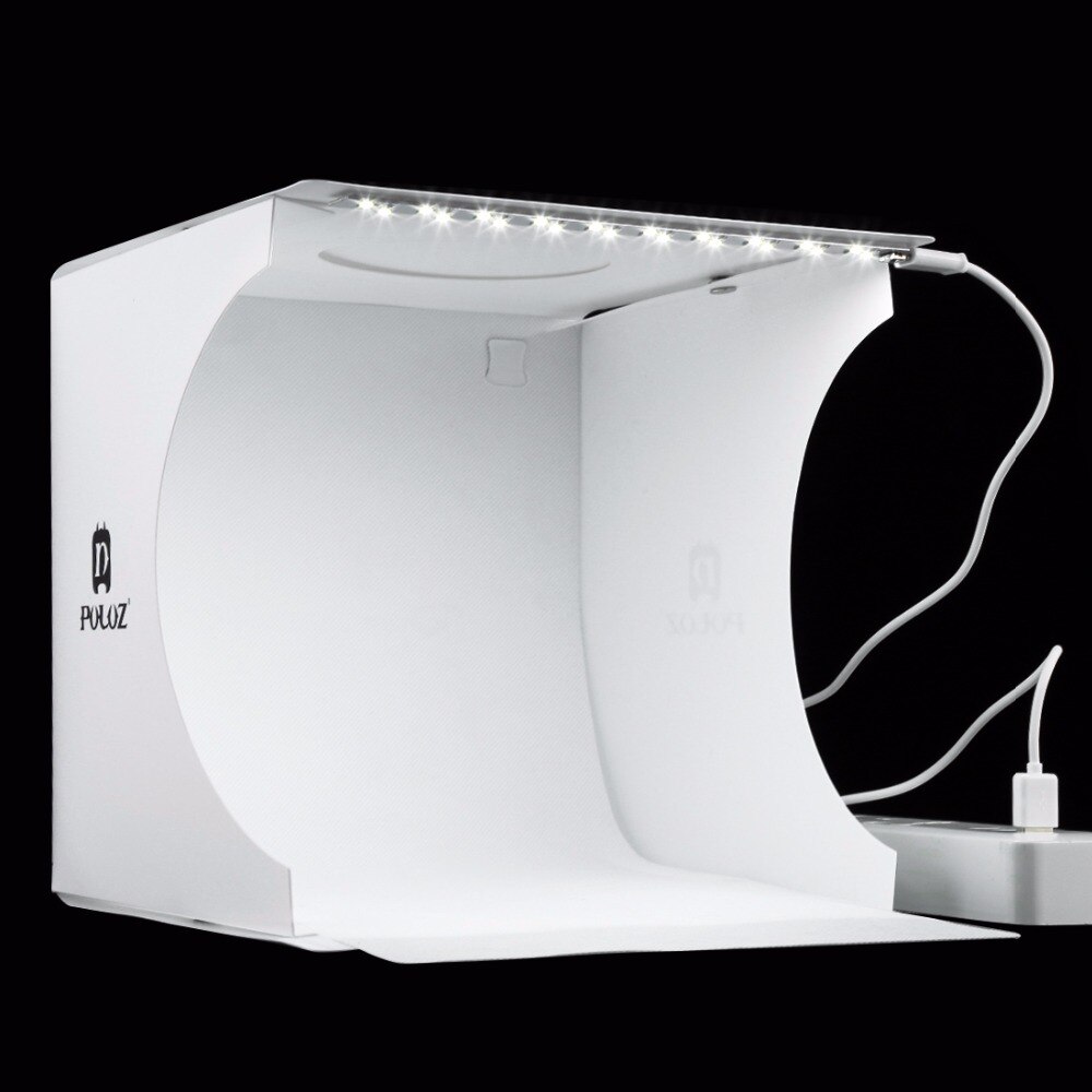 PULUZ — 8 Mini boîte à lumière pliable de 20x20 cm, avec éclairage LED, fond noir et blanc, boîte de studio photo