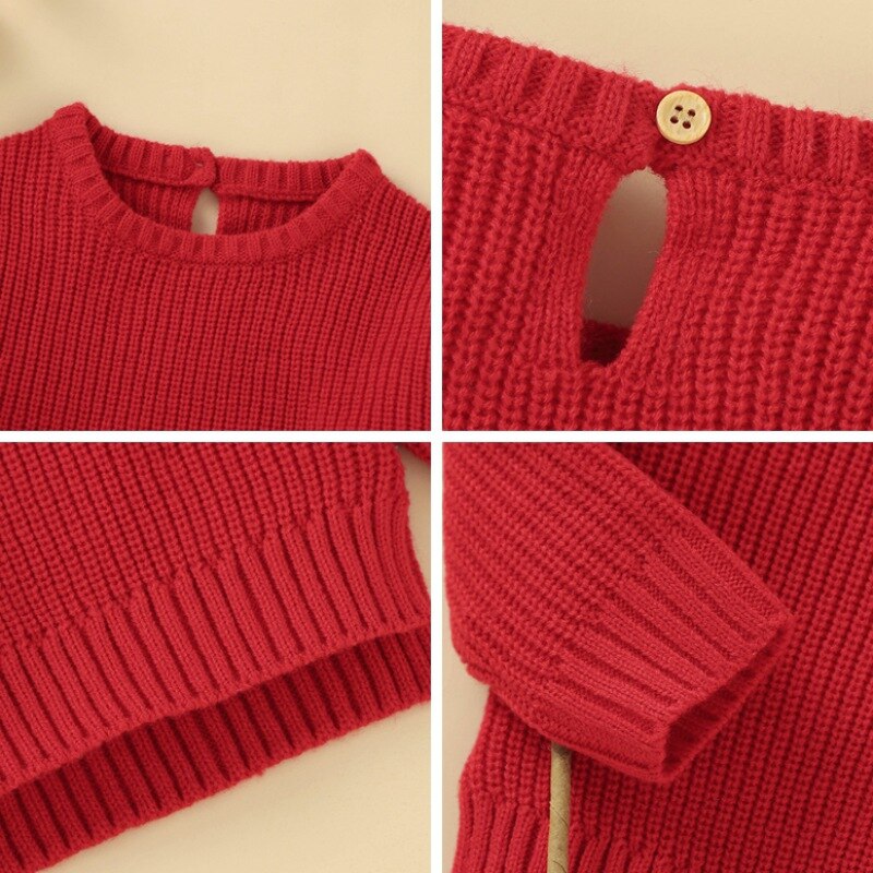 Baby Girl Rainbow Casual Sweater Winter Warm Colthes Kids Solid Print Cotton Knitted Outerwear Clothes