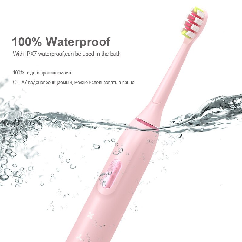 Cepillo de dientes eléctrico para adulto, cepillo de dientes eléctrico sónico con batería de 2000mAh para 90 días, carga USB, resistente al agua, 45000 veces/min