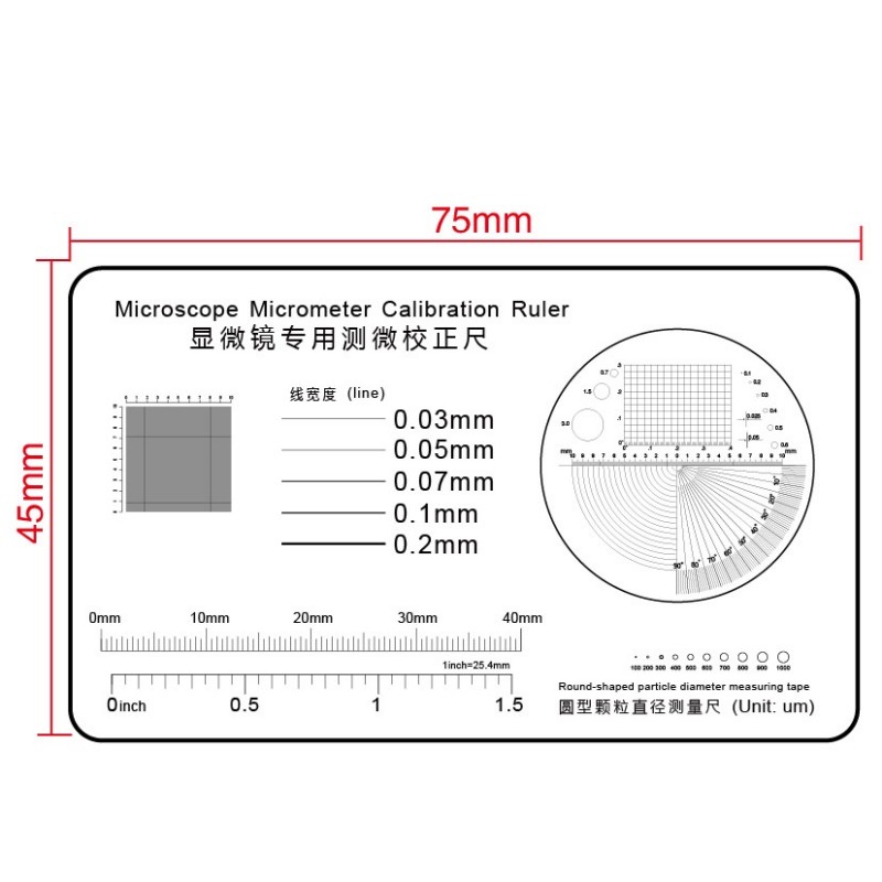 Microscope Micrometer Calibration Film Ruler Grid Reticule Stains Dot Gauge Plastic Ruler Radius Area Diameter Measuring