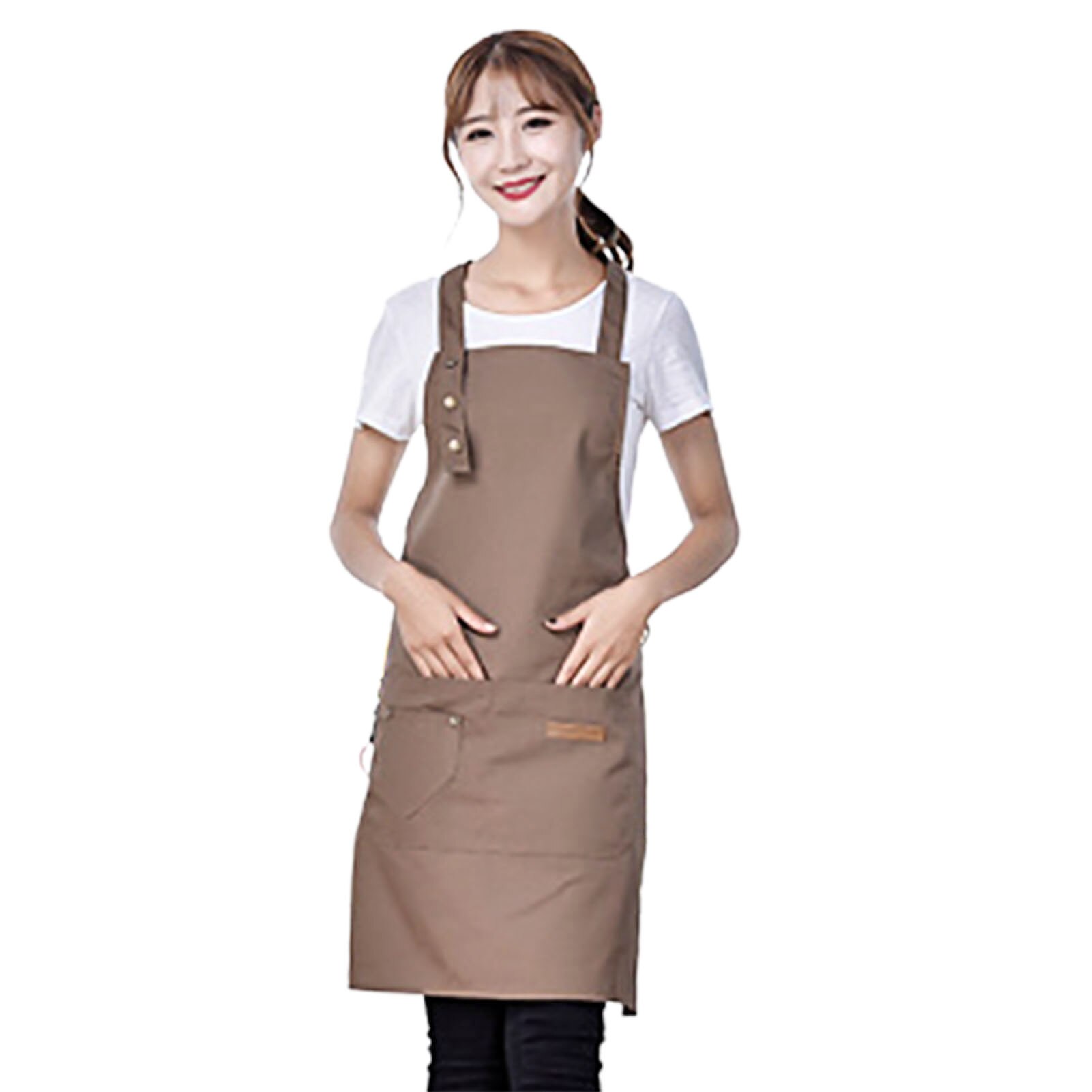 Unisex Sleeveless Aprons Adjustable Neck Strap Kitchen Cooking Aprons Restaurant Bakery Waiter Aprons Anti Oil Kitchen Aprons: Khaki
