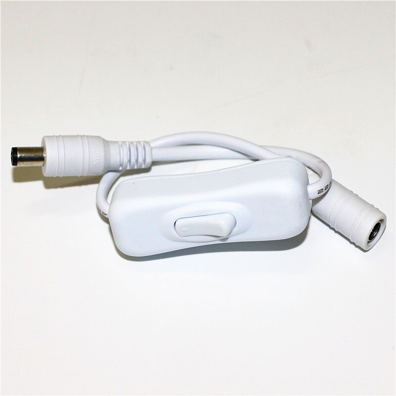 ASMTLED-Conector de clavija de alimentación CC de 5,5x2,1mm, cable de encendido/apagado en negro o Interruptor blanco para tira de luz de un solo color 5050 3528