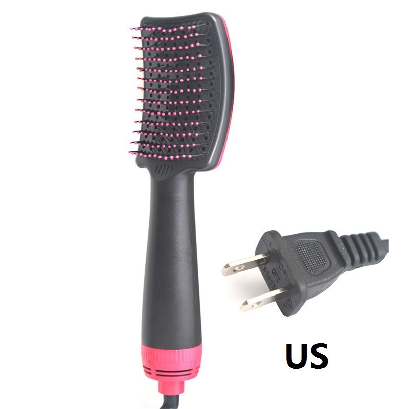 2 In 1 Hair Dryer Brush Air Brush Wet And Dry Volumizer Blow Straightener Curler Curling Iron Hair Styler Comb: US Red