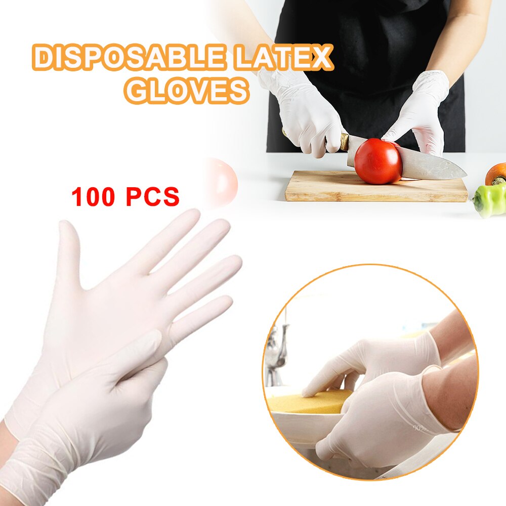 100 Stuks Wegwerp Latex Handschoenen Wit Antislip Zuur En Alkali Laboratorium Rubber Latex Handschoenen Huishoudelijke Schoonmaakmiddelen