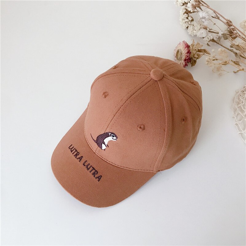 Cartoon Dieren Borduren Kids Baseball Cap Lente Zomer Outdoor Jongens Meisjes Zonnehoed Kinderen Peuter Caps: khiki