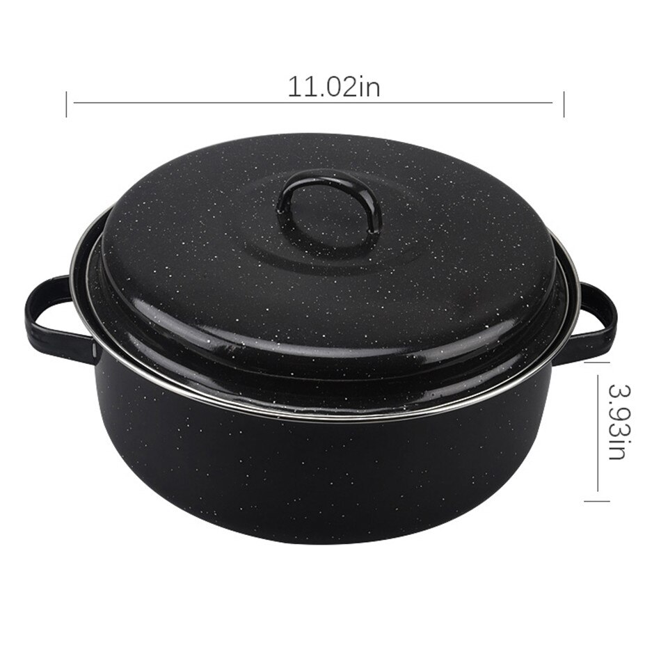 Ttlife emalje grill gryde stegt sød kartoffel gryde runde bageplade bakke sort damper madlavning køkkenredskaber køkkengrej nr: 28cm