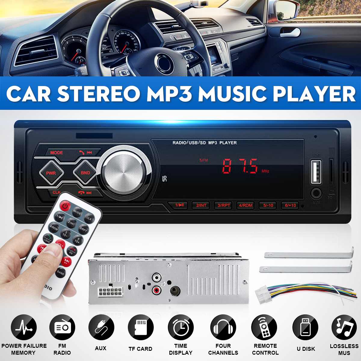 12V 1 Din Auto Radio Stereo Autoradio Auto MP3 MP5 Speler Bluetooth Afstandsbediening Fm Aux In Tf Card usb 12V