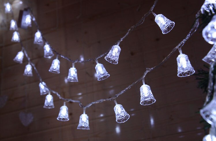 Glowing Waterproof LED Christmas Bell String Lights Colourful Twinkle Lamp Garden Party Decoration: white / 10M 100bells