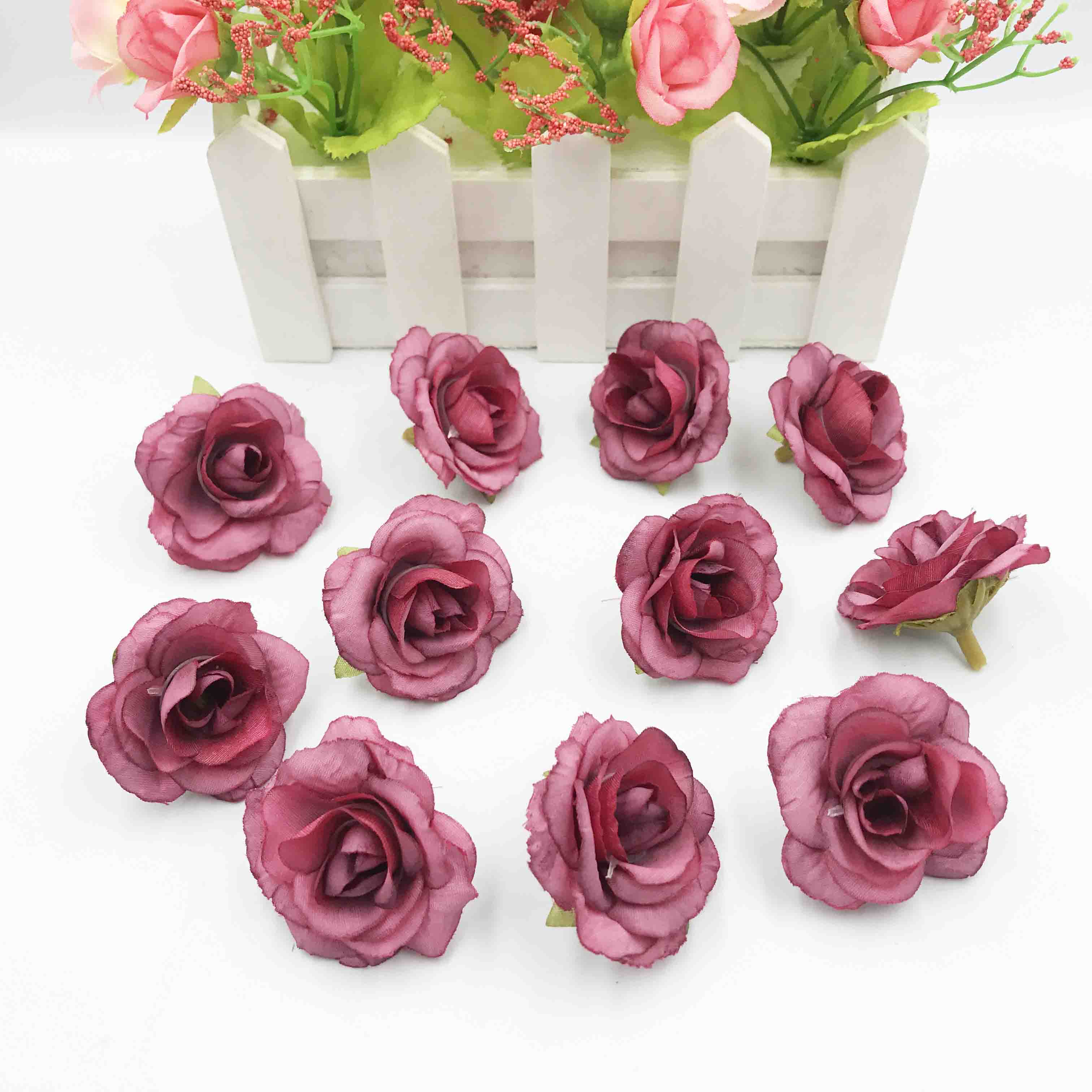 10 stuks kunstbloemen, 4cm zijden rozenbloemen, bruiloftsfeest, huisdecoratie, doe-het-zelfkrans, plakboekdoos, knutselwerkje: 8