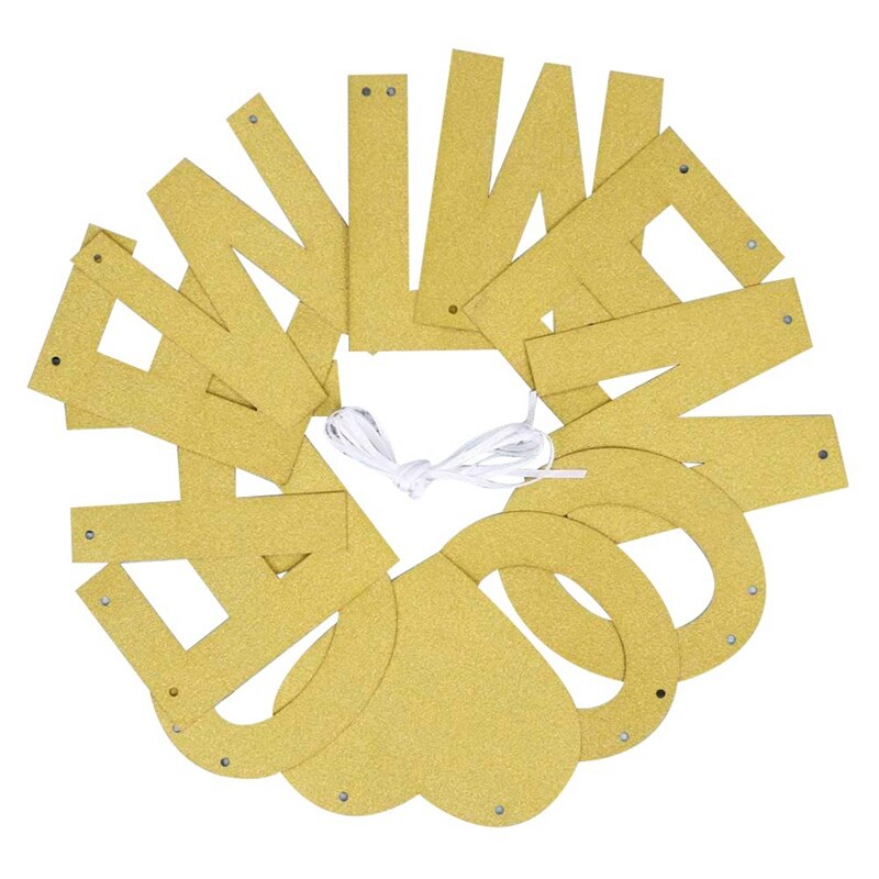 1 Pc Glitter WELCOME HOME Flags Bunting Banner Hanging Decor Decorative Party Bunting Garland For Wedding