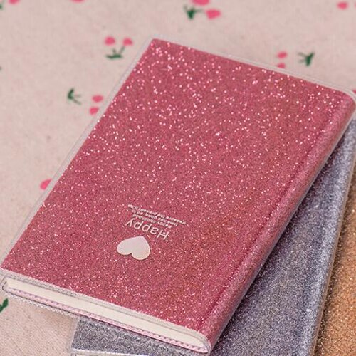Mini cuaderno de corazones de PVC, Agenda escolar brillante, cuaderno Kawaii de papel, Agenda, Agenda, cuaderno de bocetos, para niñas: Rojo